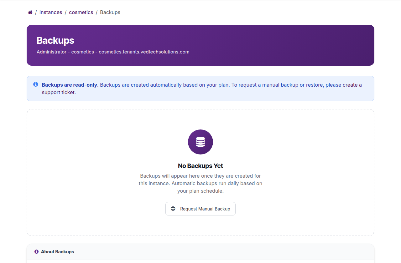 Backups Page