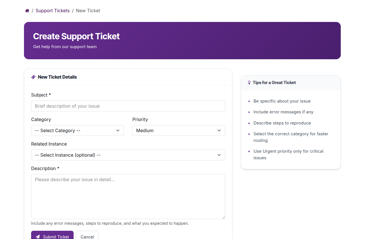 New Ticket Form
