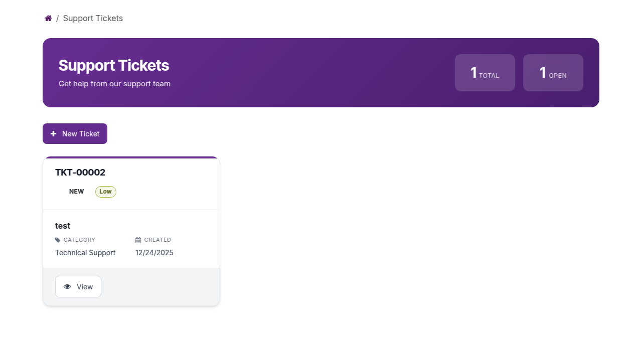 Support Tickets